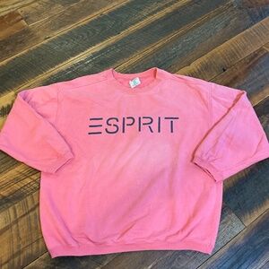 Vintage Esprit Logo Sweatshirt Made in USA Pink Coral Cotton Size M